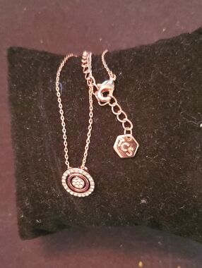 TC Rose Gold Circle Pendant Necklace with Crystal Accents